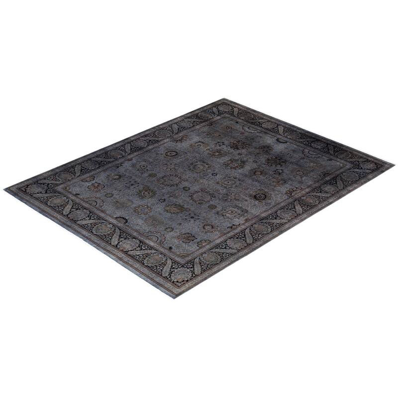 Overton Hand Knotted Wool Vintage Inspired Modern Contemporary Overdyed Gray Area Rug - 8' 2" x 10' 5"