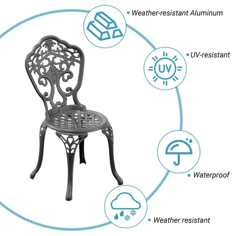 Black Aluminum Patio Outdoor Dining Chair (2-Pack)