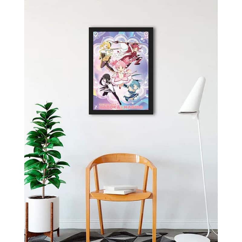 Puella Magi Madoka Magica Group Collage Framed Poster - 24 x 36 Inch