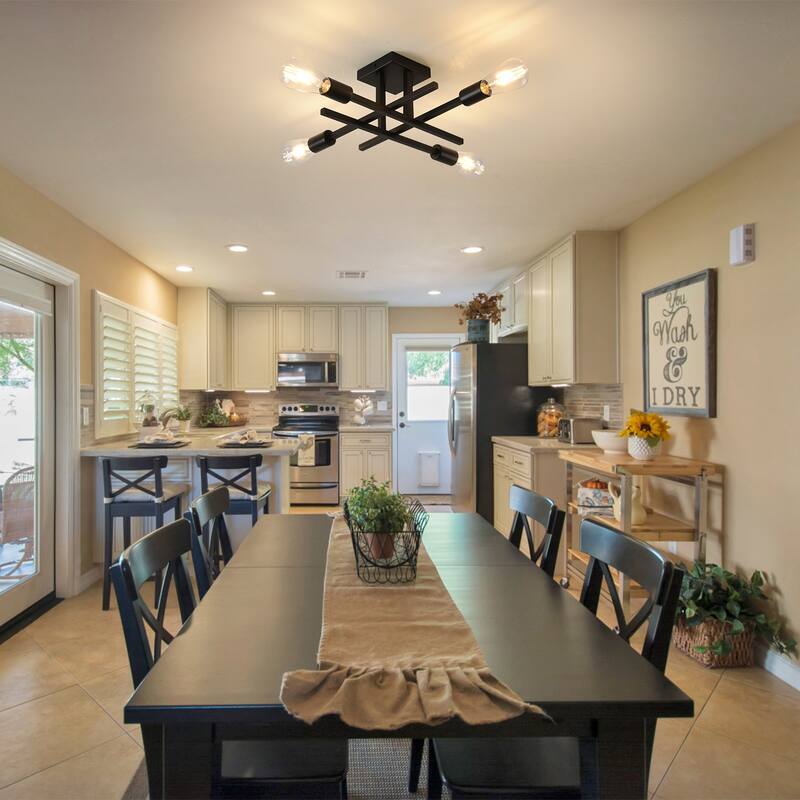 4-Light Modern Semi-Flush Mount Light for Kitchen Bedroom Living Room