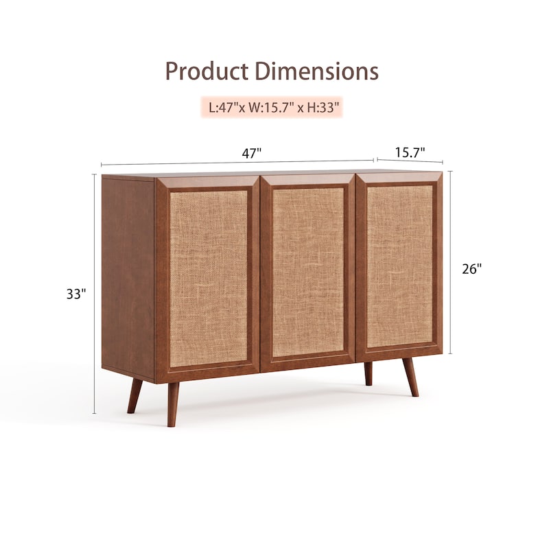 Entryway Storage Media Console Farmhouse TV Stand Accent Buffet Sideboard Cabinet With Doors and Shelves