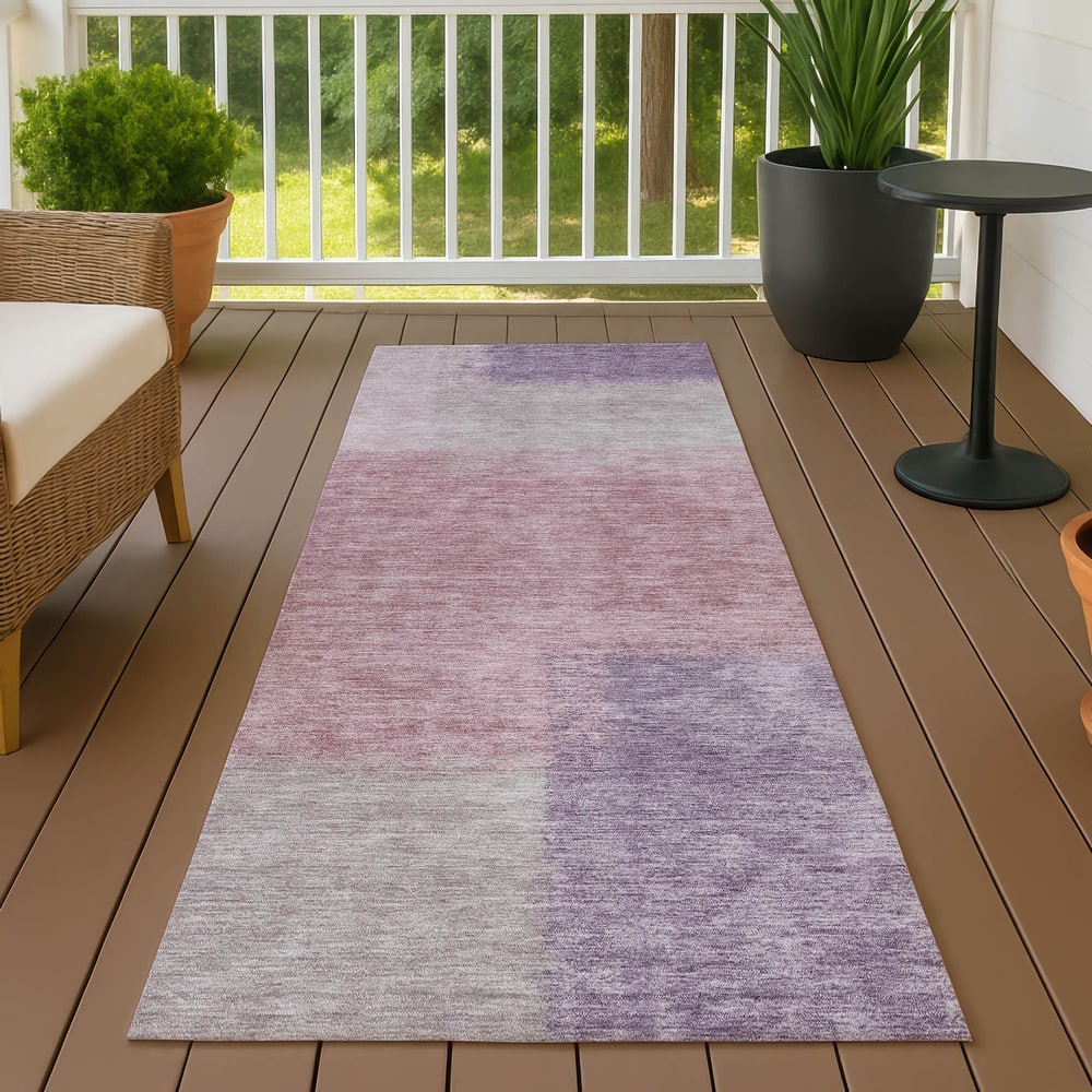 Machine Washable Indoor/ Outdoor Solid Contemporary Chantille Rug