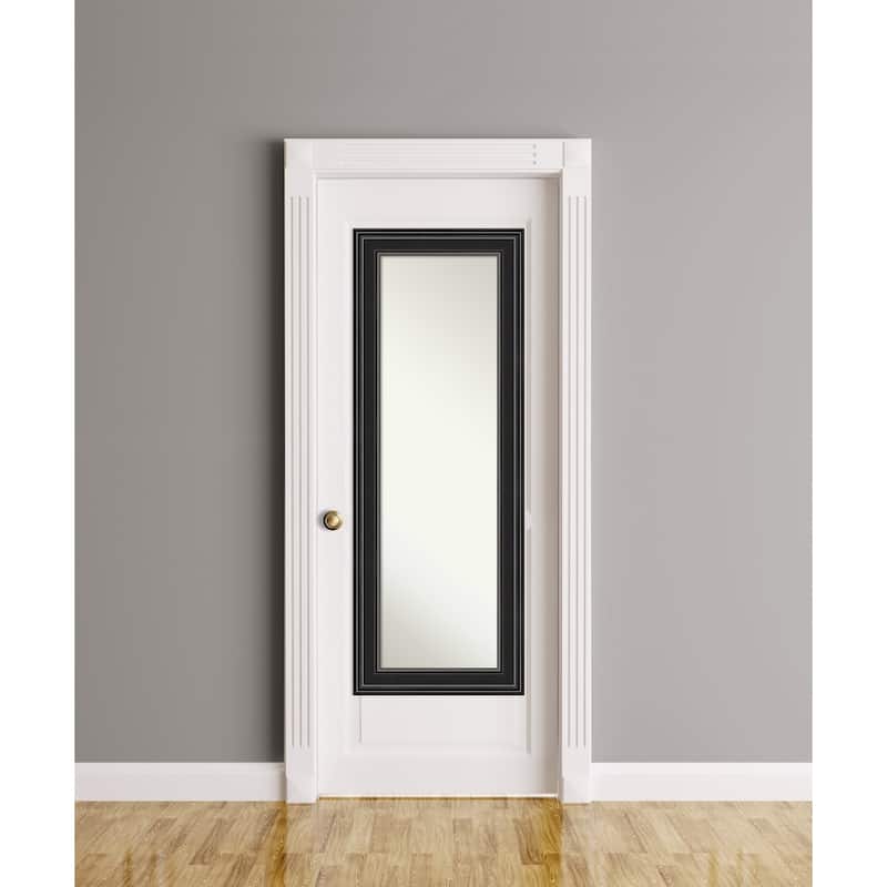Non-Beveled Full Length On The Door Mirror - Black Frame