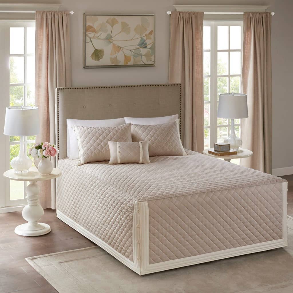 GDF Studio - Breanna 4-Piece Cotton Reversible Tailored Bedspread Set with Decorative Pillow