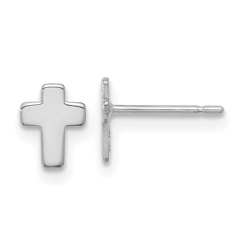 Curata 14k White Gold 7x5.5mm Polished Cross Post Earrings