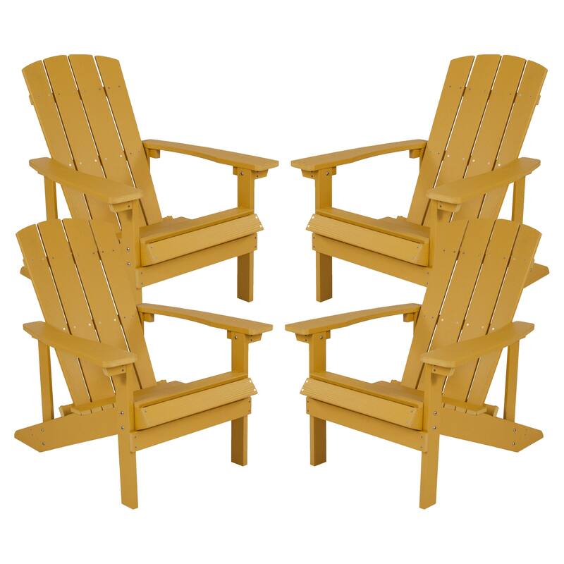 All-weather Poly Resin Wood Outdoor Adirondack Chair (Set of 4) - Yellow