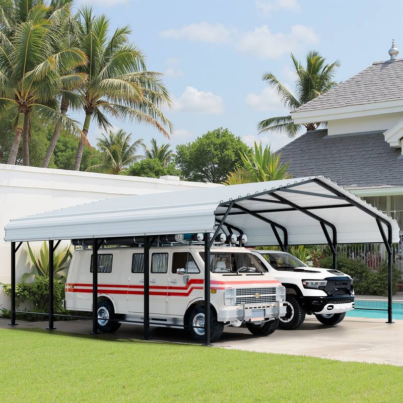 Futzca 12x20 ft Metal Carport, Outdoor Shelter Canopy
