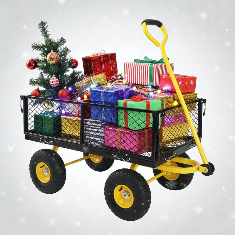 Heavy-Duty Garden Wagon Cart - Firewood & Yard Debris Transport Hauler