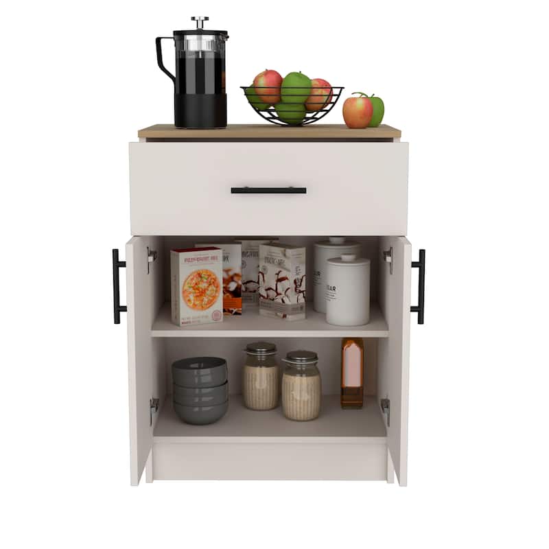 Mayorca Multistorage Pantry Cabinet, One Drawer, Two Interior Shelves Ivory - Natural Oak