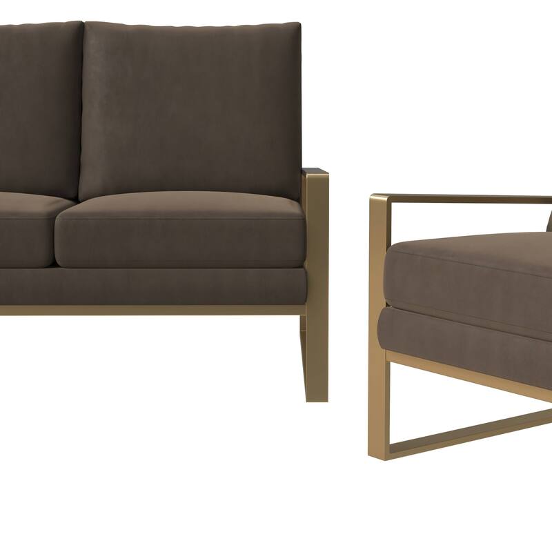 LeisureMod Modern 3-Piece Upholstered Velvet Sofa Set - Includes Sofa, Loveseat & Accent Chair for Home Office Living & Bed Room