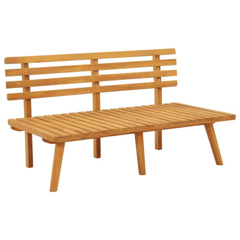 Roma Outdoor Bench, Dark Gray and White, 45 Inch Brown Acacia Wood