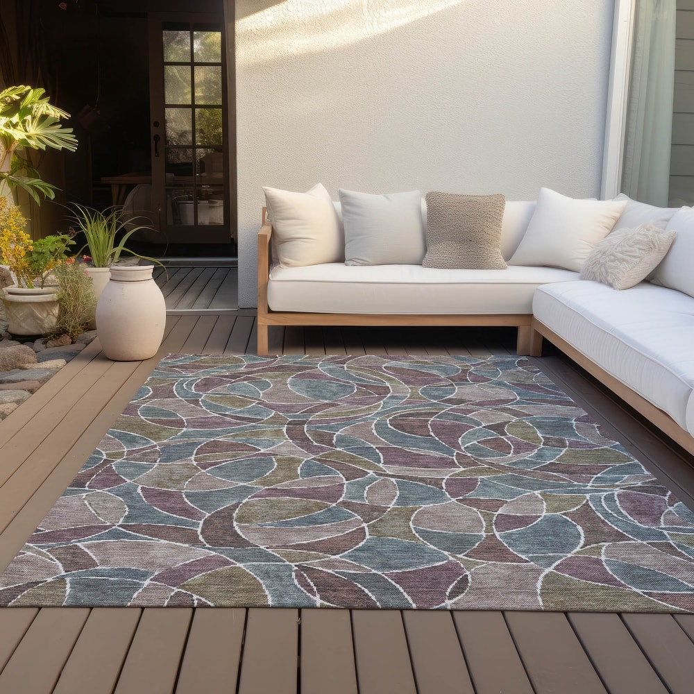 Machine Washable Indoor/Outdoor Casual Mosaic Chantille Rug
