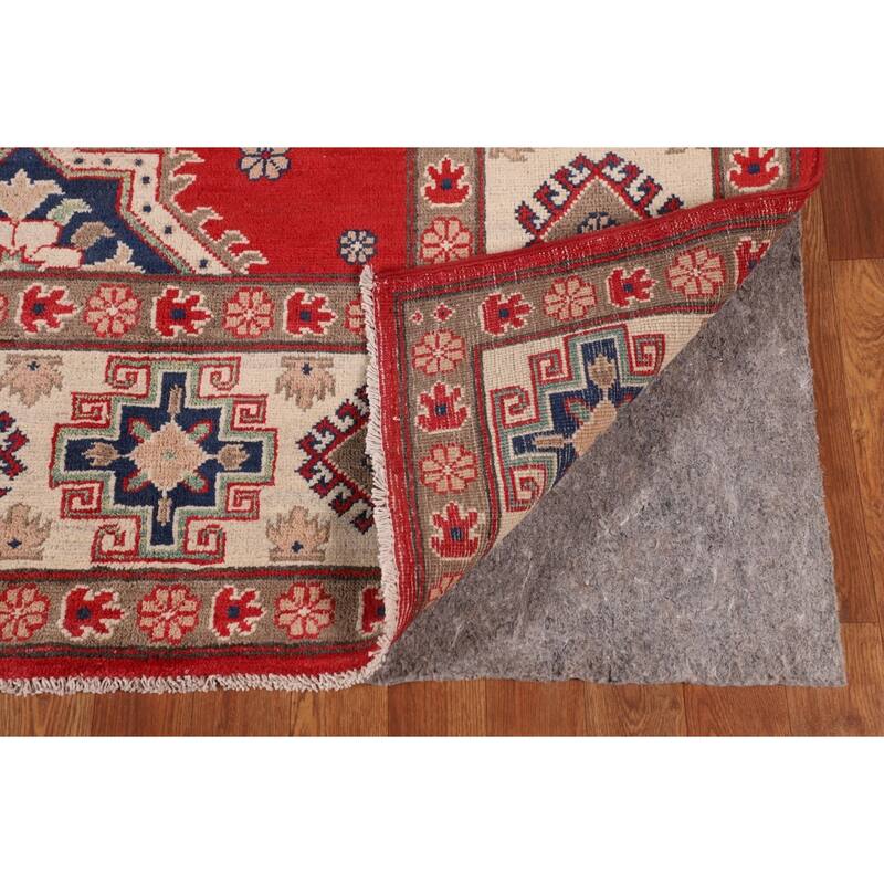 Geometric Red Kazak Oriental Area Rug Hand-Knotted Wool Carpet - 8'3"x 10'0"