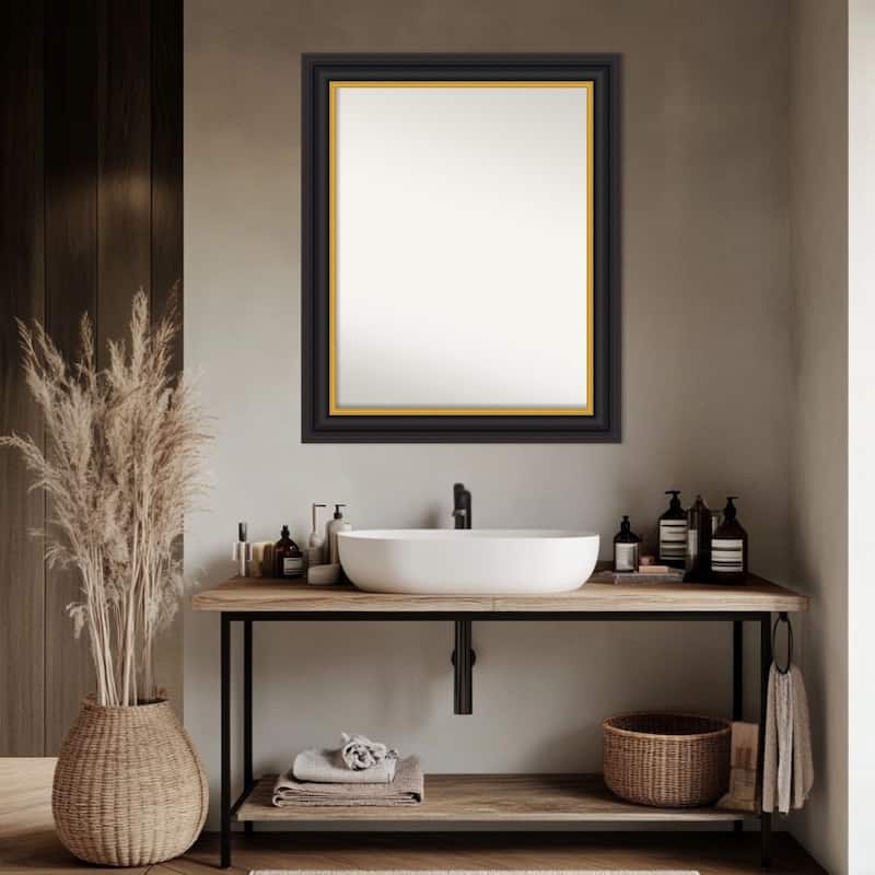 Sierra Non-Beveled Wood Framed Bathroom Vanity Wall Mirror