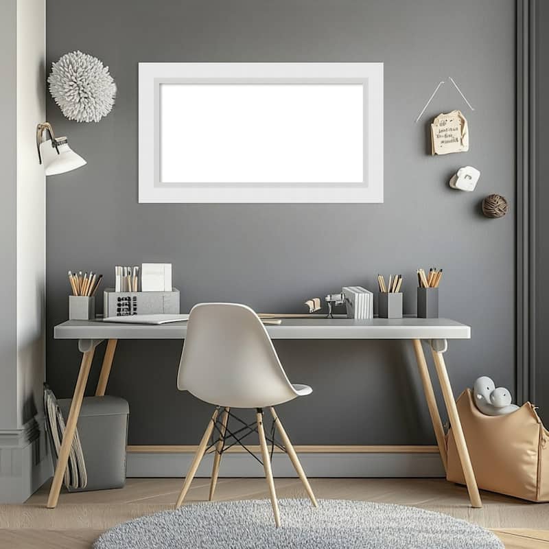Amanti Art Blanco White Framed Dry Erase Magnetic Board