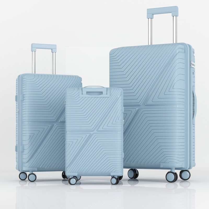 Mixoy Light weight Luggage with Spinner Wheels & YKK Zipper, 3-Piece Suitcase ABS Hardside Luggage Set with TSA Lock - Blue