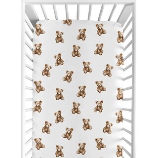 Sweet Jojo Designs Boho Teddy Bear Boy, Girl, Unisex/Gender Neutral Fitted Crib Sheet - Watercolor Brown Bears, Bohemian, Modern