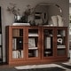 preview thumbnail 48 of 75, 100% Solid Wood Sideboard with Glass or Solid Wood Doors by Palace Imports - 64" x 35.75" Mocha - Glass