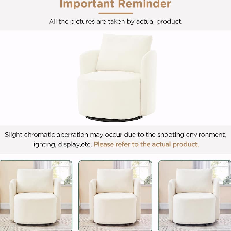 360° Swivel Chair - Chenille Upholstery, 440lb Capacity, Barrel Design
