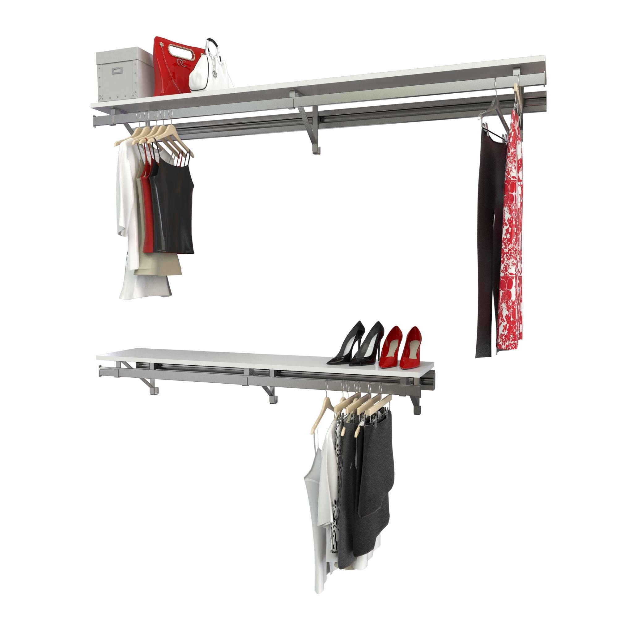 RCMBY Double Shelf-Hang Closet System with Long Hang (Bottom 16in