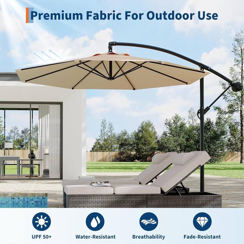 10FT UV Protection Cantilever Umbrella Outdoor Patio
