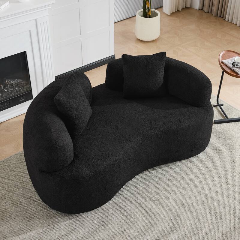 66.93 Inch Curved Loveseat Compression Sponge Sofa