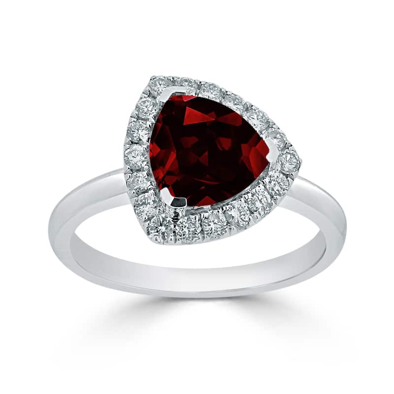 Auriya 2 1/8ct Trillion-cut Garnet Gemstone Halo Diamond Engagement Ring 1/4ctw 14k Gold