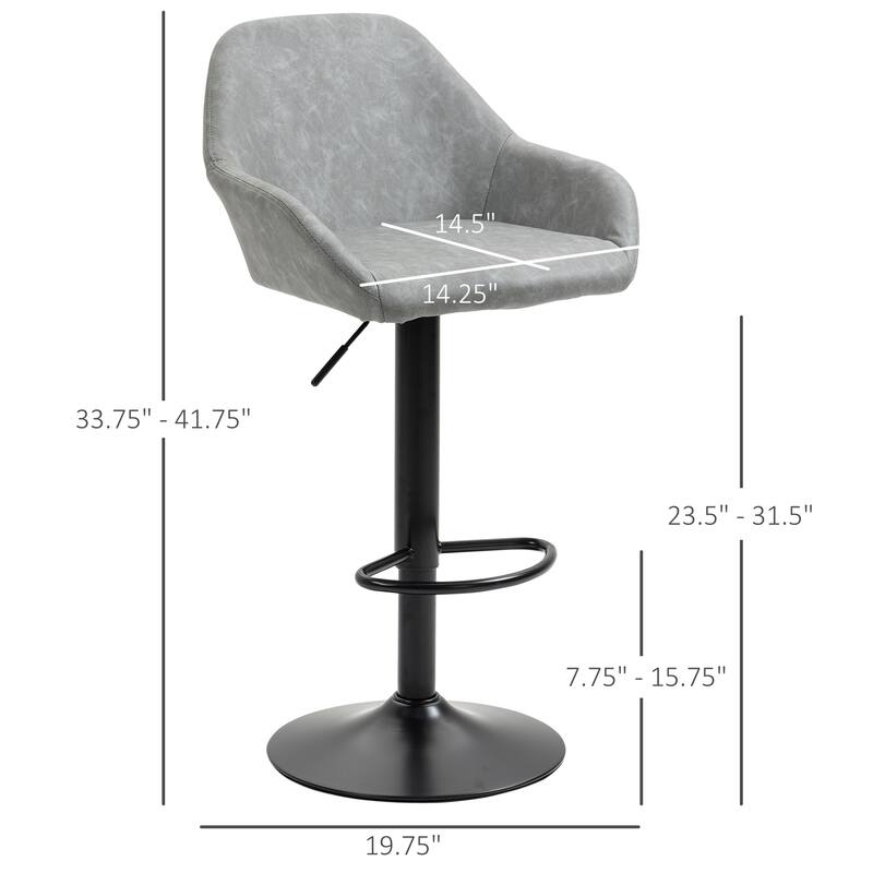 Set of 2 Height Adjustable Velvet Swivel Bar Stools with Steel Frame and Thick Foam Seats for Kitchen