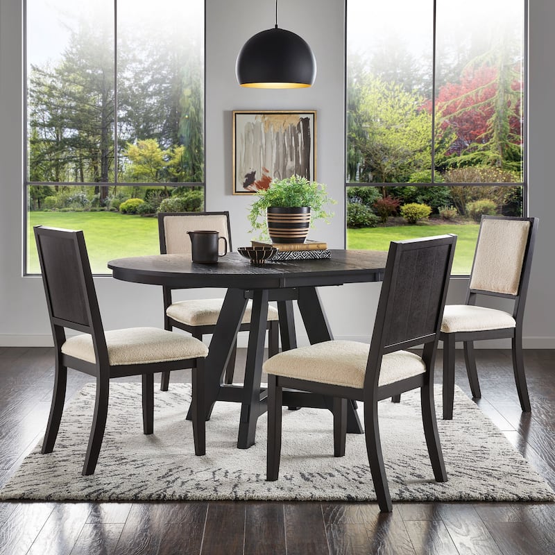Harstad 42"-60" Wood Finish Extendable Round Dining Set by iNSPIRE Q Modern