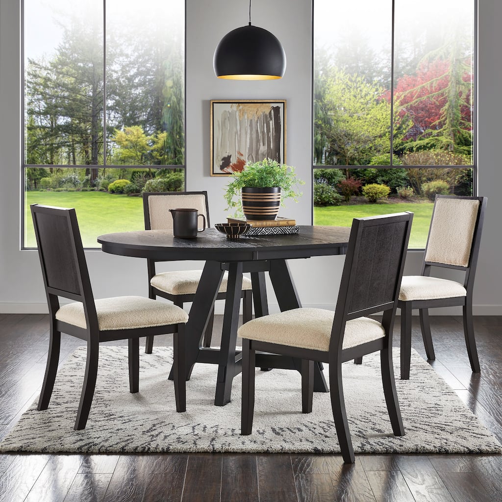 Harstad 42"-60" Wood Finish Extendable Round Dining Set by iNSPIRE Q Modern