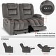 preview thumbnail 11 of 58, MCombo Power Reclining Loveseat Sofa with Heat and Massage, Fabric PR648