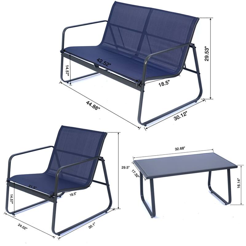 Kozyard Sofia 4 Pieces Patio/Outdoor Conversation Set