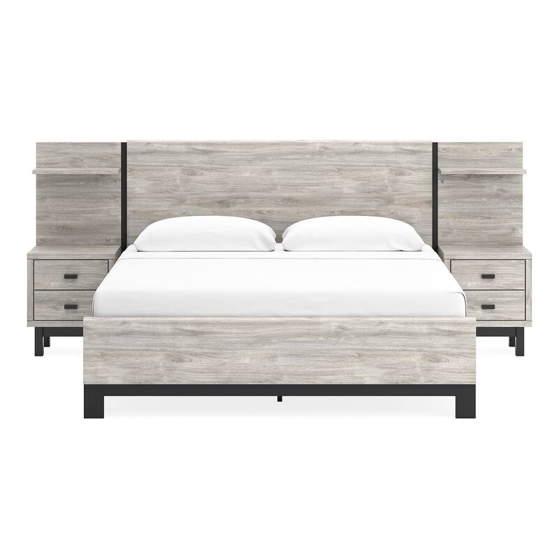 Signature Design by Ashley Vessalli Gray/Black Panel Bed with Extensions