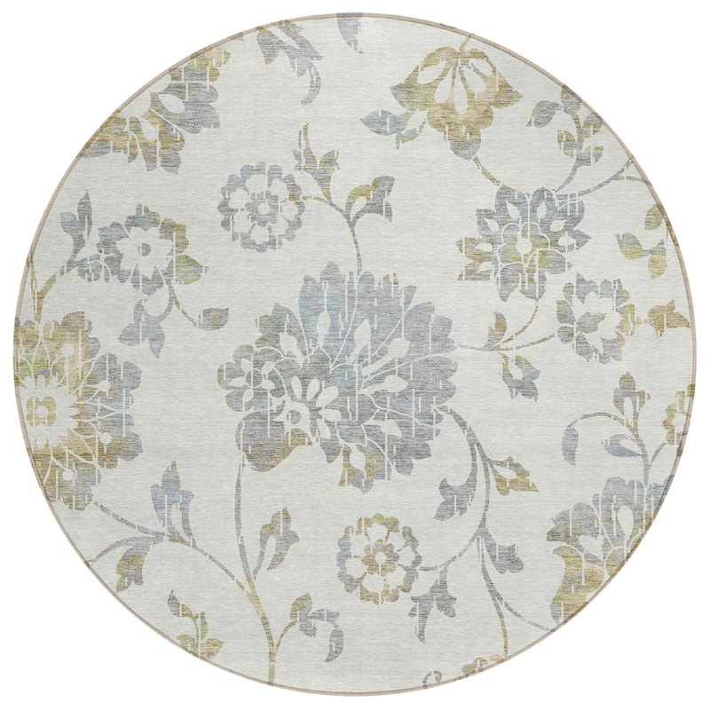 Machine Washable Indoor/ Outdoor Chantille Modern Floral Rug