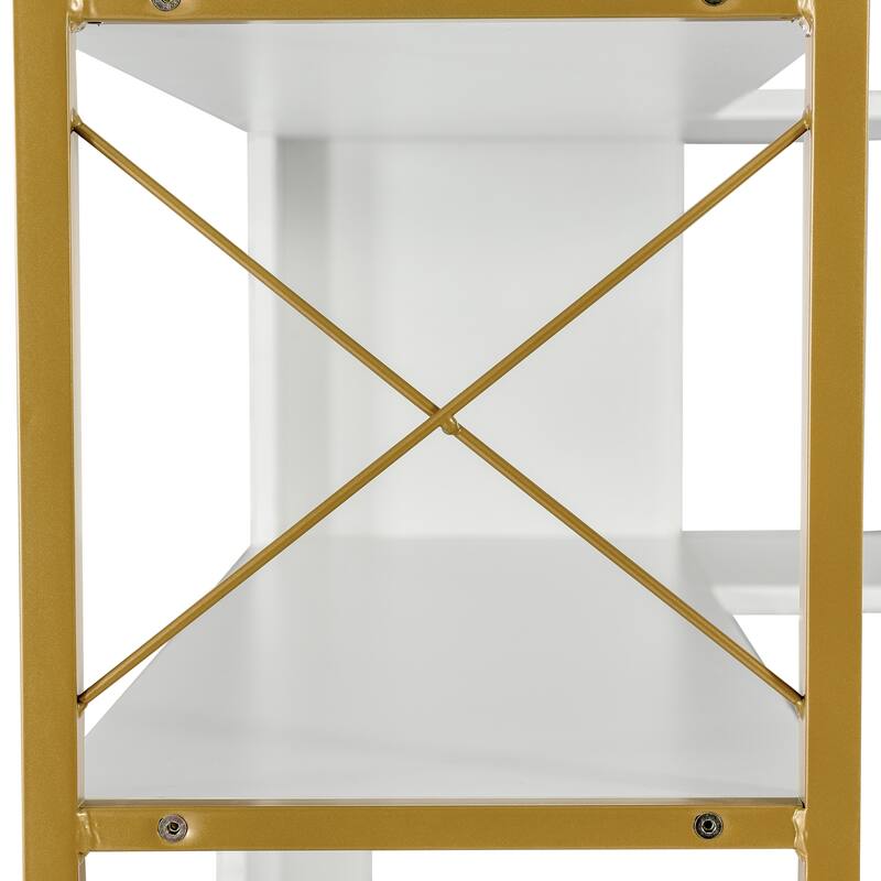 7-Tier Bookcase Home Office Bookshelf, L-Shaped Corner Bookcase with Metal Frame, MDF Board - 37.4*37.4*709