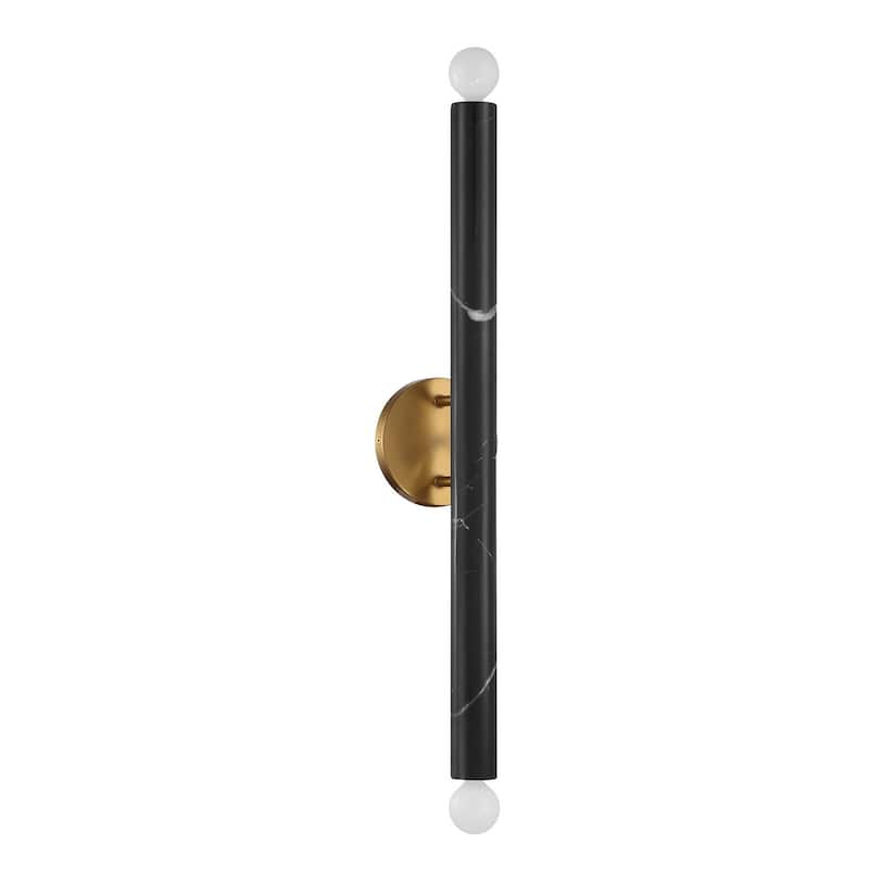 Callaway 2-Light Wall Sconce - Black Marble with Warm Brass