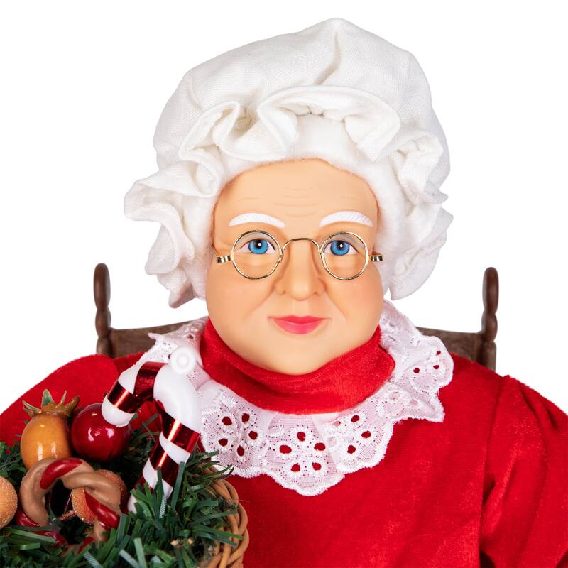 Animated Musical Mrs. Claus in Rocking Chair Christmas Decoration - 14"