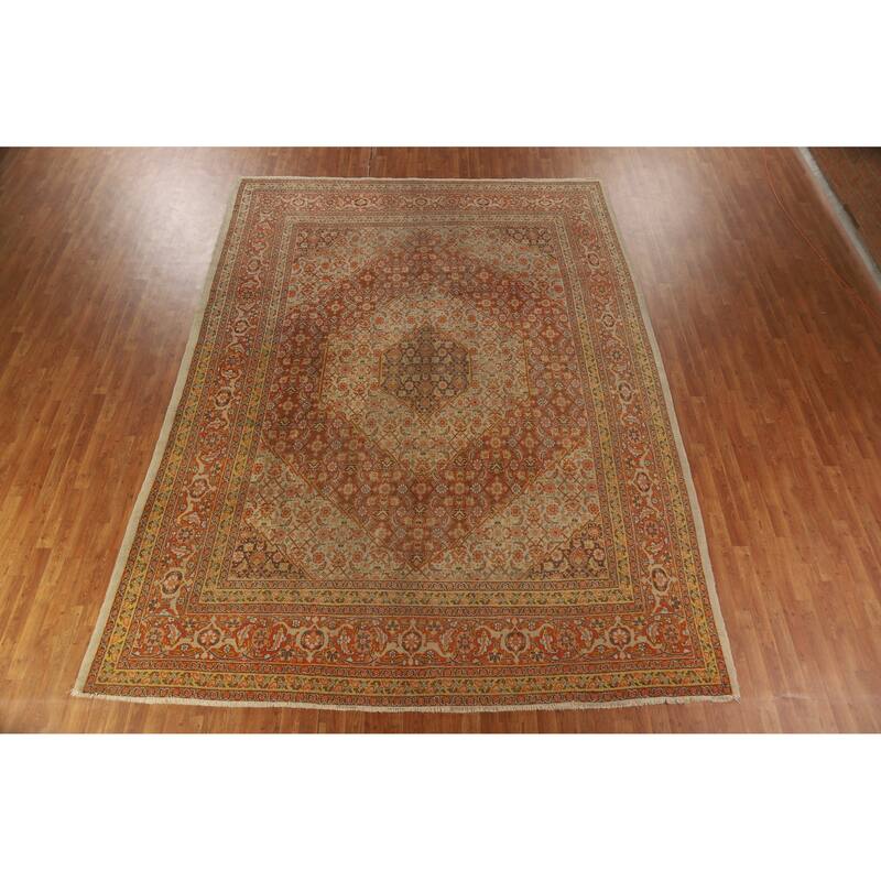 Vegetable Dye Tabriz Persian Area Rug Handmade Oriental Wool Carpet - 9'8"x 13'0"