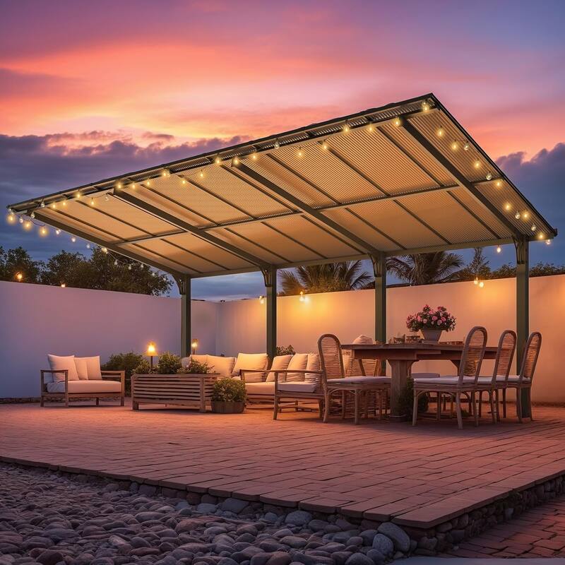 AECOJOY Outdoor Freestanding Gazebo for Patio, Lean to Hard Top Gazebo Carport Shelter Pergolas and Gazebos Clearance with Roof