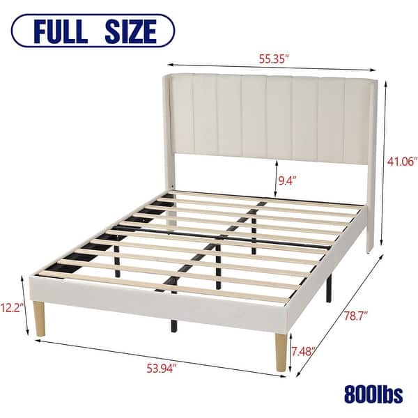 dimension image slide 4 of 25, AUFANK Upholstered Platform Bed Frame with Headboard Wooden Slats Support