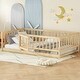 preview thumbnail 68 of 89, Montessori Floor Bed with Fence & Door, Toddler Wood Bed Frame for Kids