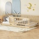 preview thumbnail 14 of 20, Twin Size Floor Bed with Slats, Montessori Floor Bed with Fence and Door, Kids Montessori Bed Twin Size