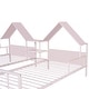 preview thumbnail 29 of 28, Metal Double Twin Size Platform Bed with House-shaped Headboard and Built-in Nightstand, White