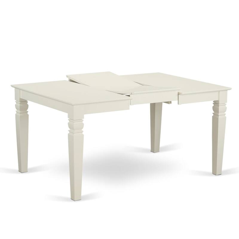 East West Furniture Kitchen Table Set- a Dining Table and Solid Wood Seat Chairs, Linen White(Pieces Options)