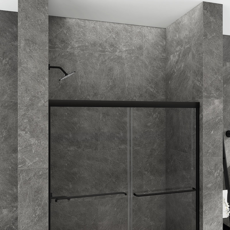 48/54/60 Inch Double Sliding Framed Shower Door with Clear Tempered Glass