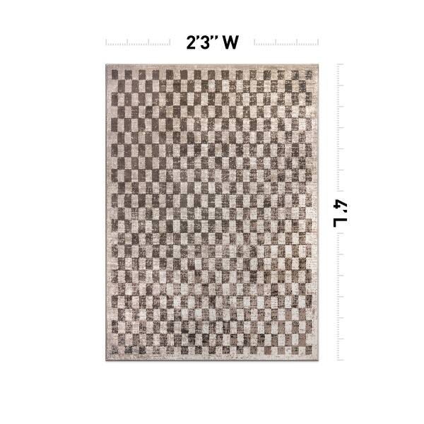 dimension image slide 5 of 14, Contemporary Checkered Area Rug