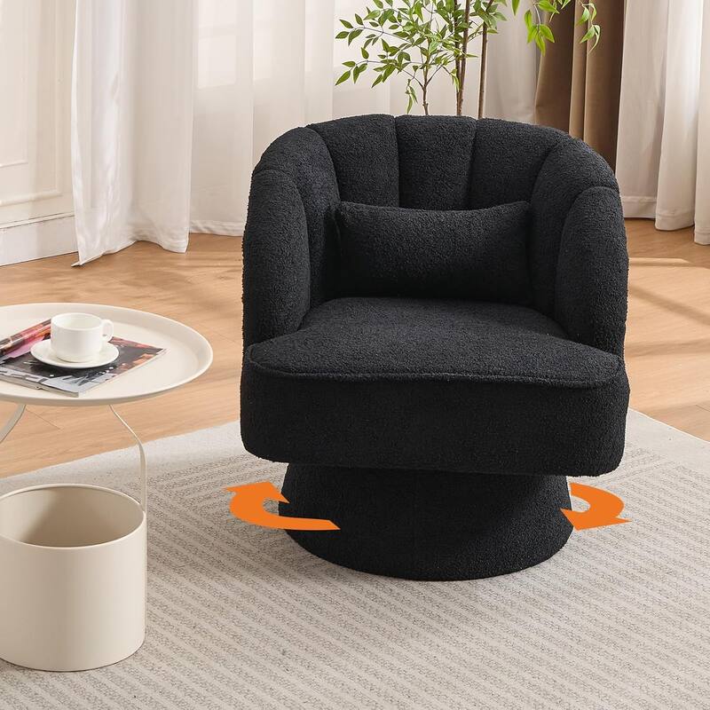 Modern Swivel Barrel Accent Chair - Ebony