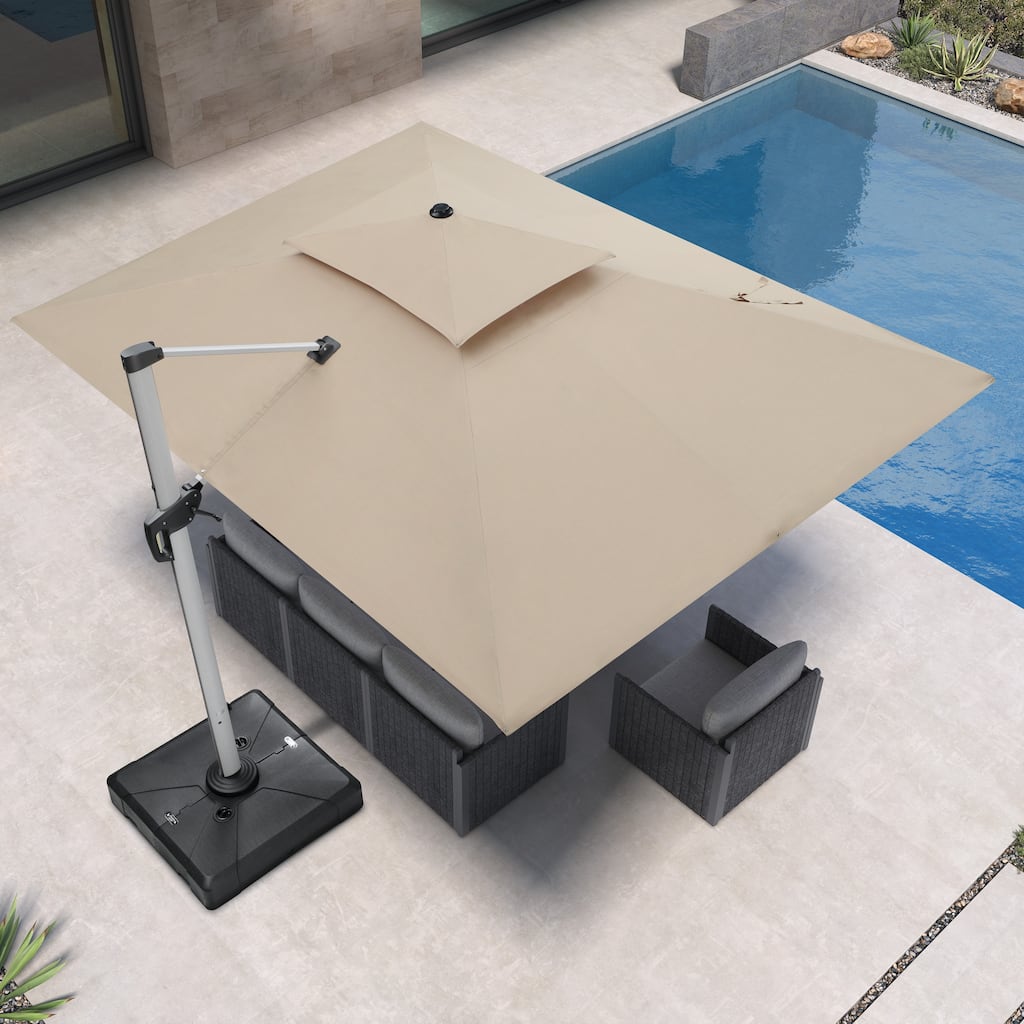 PURPLE LEAF 10 x 13ft Outdoor Rectangle Large Cantilever Umbrella with Base