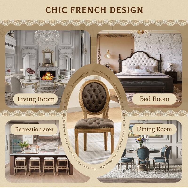 Upholstered French Style Nailhead Dining Chairs(Set of 4)