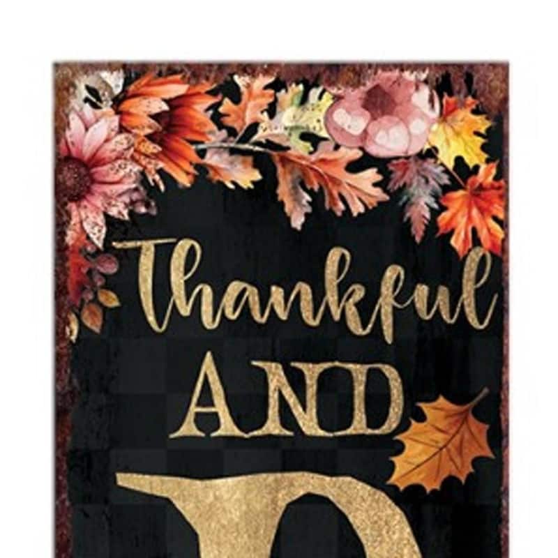 HomeRoots 72" Black Gold And Orange Solid Wood Porch Sign